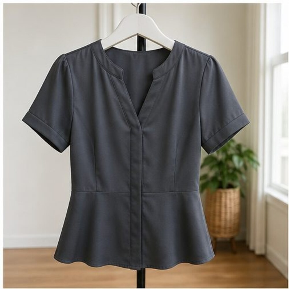 Charcoal Button Blouse